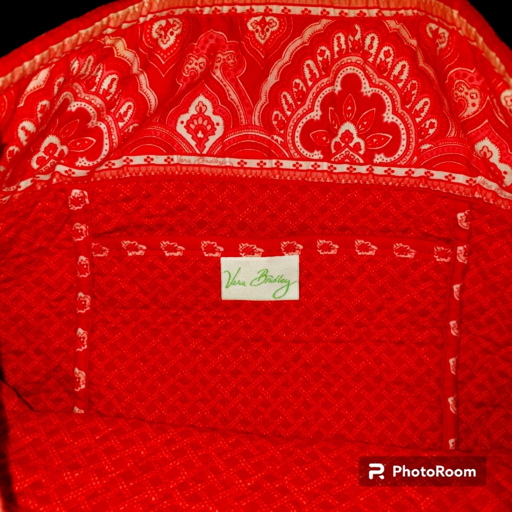 Retired! Vintage Vera Bradley Nantucket Red Cotton Button Tote Bag - Picture 3 of 11